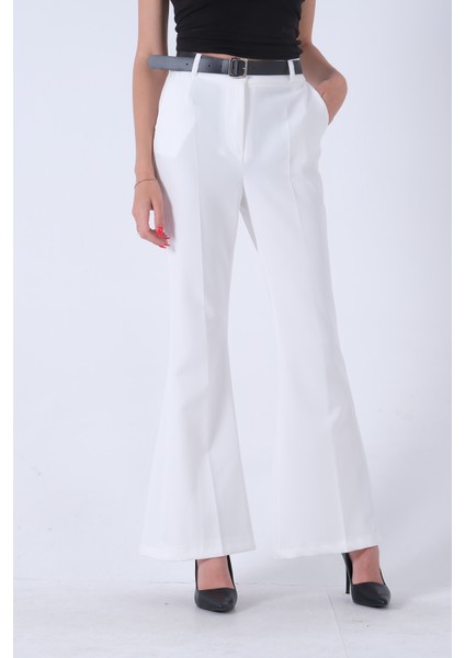 Ekru Yüksek Bel Ispanyol Paça Pantolon 0303891.147 modelleri