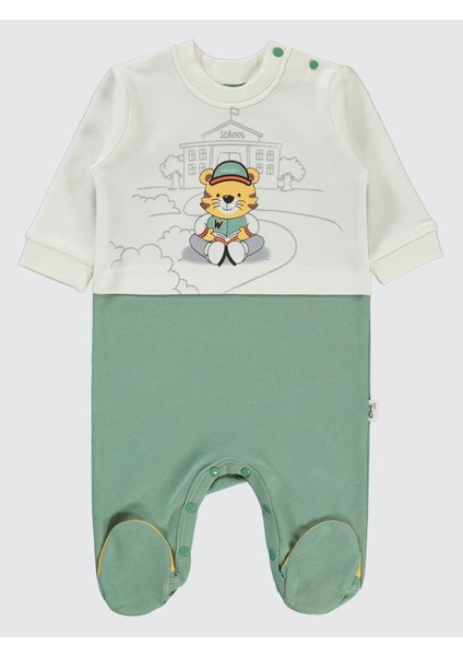 Erkek Bebek Patikli Tulum 1-9 Ay Haki
