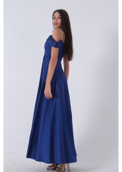 Saks Taş Askılı Düşük Kol Saten Abiye 0806118.26