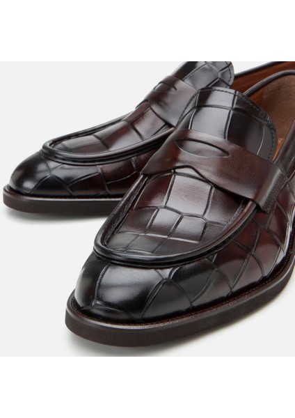 Masters 02AYH305260A480 Deri Kahve Erkek Kroko Desenli Loafer fırsatları