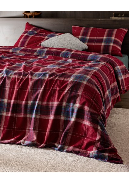 Lenard Tek Kişilik Pamuk Flanel Nevresim Takımı - Kırmızı fiyatları