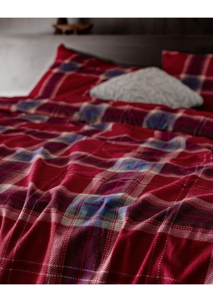 Lenard Tek Kişilik Pamuk Flanel Nevresim Takımı - Kırmızı modelleri