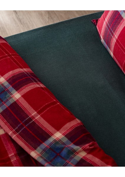 Lenard Tek Kişilik Pamuk Flanel Nevresim Takımı - Kırmızı indirimleri