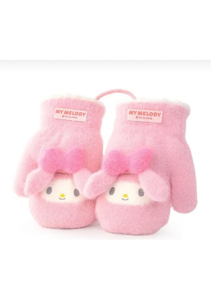 2-5 Yaş Tek Parmak Pembe Içi Yumuşacık Kürklü My Melody Sanrio Sıcacık Tutan Eldiven