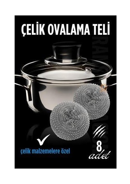 Modacar Çelik Bulaşık Teli Çelik Bulaşık Ovalama Teli 8 Adet