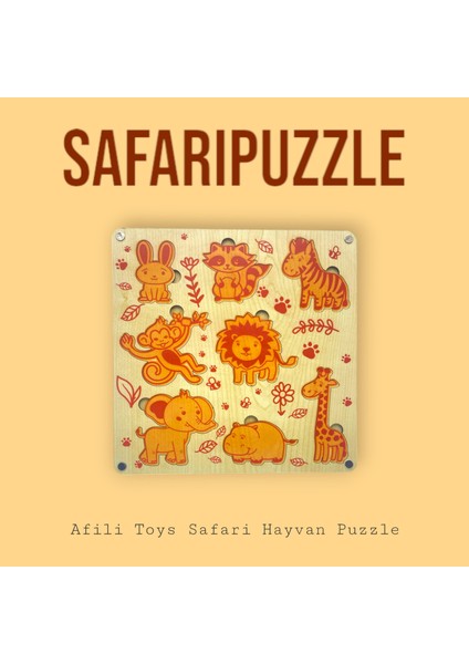 Safari Hayvanları Ahşap Çocuk Puzzle Oyunu