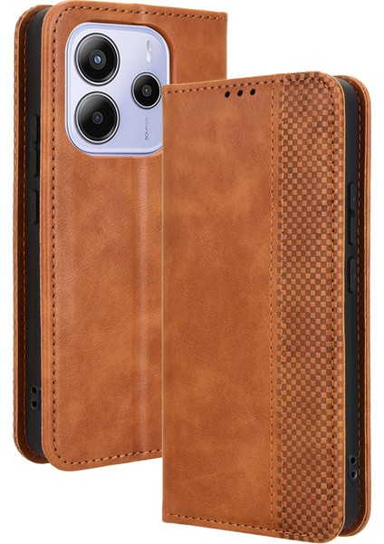 Xiaomi Redmi Note 14 Deri Cüzdan Standı Retro Doku Telefon Kapağı (Yurt Dışından)