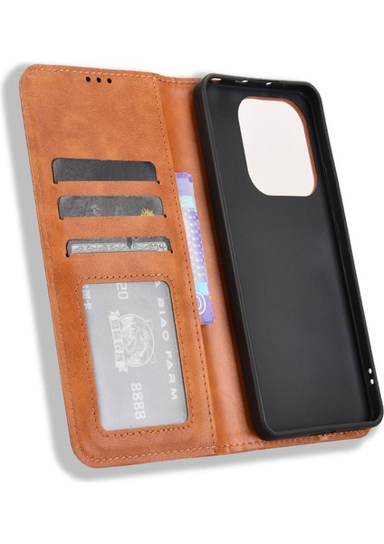 Xiaomi Redmi Note 14 Deri Cüzdan Standı Retro Doku Telefon Kapağı (Yurt Dışından)