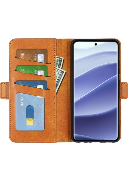 Xiaomi Redmi Note 14 Pro 5g Standlı Kılıf Buzağı Dokulu Deri Cüzdan Telefon Kapağı (Yurt Dışından)