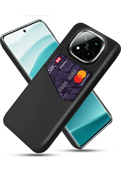 Xiaomi Redmi Note 14 Pro Plus 5g Pu Deri Kumaş Doku Sert Pc Telefon Kapağı ile Kart Tutucu (Yurt Dışından)