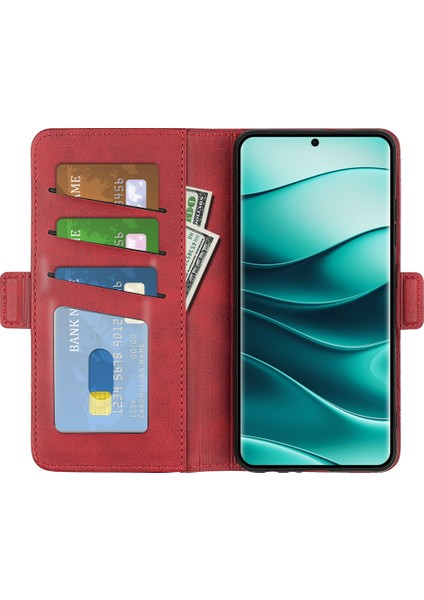 Xiaomi Redmi Note 14 Pro Plus 5g Standlı Kılıf Buzağı Dokulu Deri Cüzdan Telefon Kapağı (Yurt Dışından)