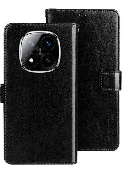 Xiaomi Redmi Note 14 Pro 5g Standlı Kılıf Crazy Horse Doku Deri Telefon Kapağı (Yurt Dışından)
