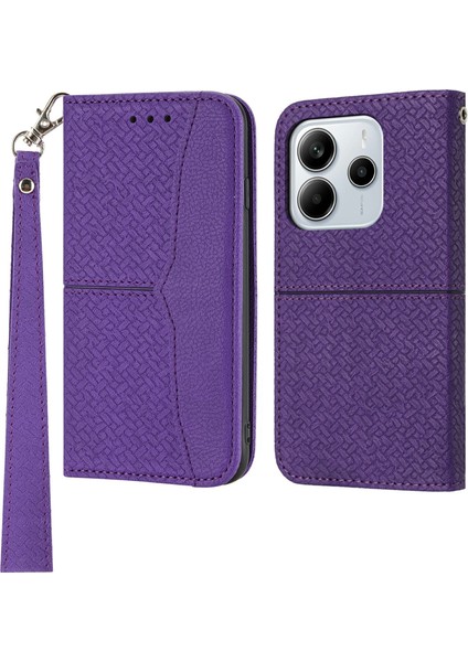 Xiaomi Redmi Note 14 Dokuma Doku Pu Deri Cüzdan Telefon Kapağı (Yurt Dışından)