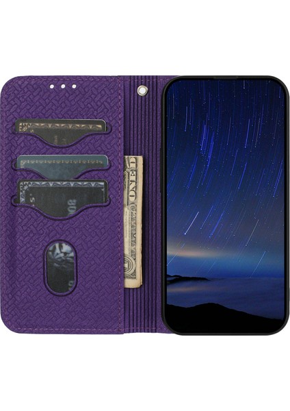 Xiaomi Redmi Note 14 Dokuma Doku Pu Deri Cüzdan Telefon Kapağı (Yurt Dışından)