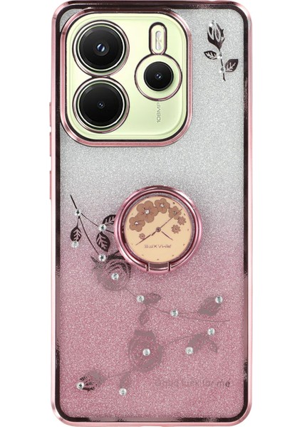 Xiaomi Redmi Note 14 Degrade Parıltılı Yüzük Kickstand Tpu Telefon Kapağı (Yurt Dışından)