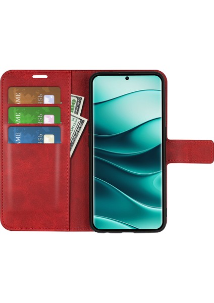 Xiaomi Redmi Note 14 Pro Plus 5g Standlı Kılıf Çizilmez Buzağı Dokulu Deri Telefon Kapağı (Yurt Dışından)