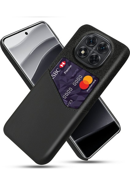 Xiaomi Redmi Note 14 Pro 5g Pu Deri Kumaş Doku Sert Pc Telefon Kapağı ile Kart Tutucu (Yurt Dışından)