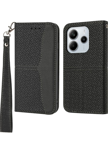 Xiaomi Redmi Note 14 Dokuma Doku Pu Deri Cüzdan Telefon Kapağı (Yurt Dışından)