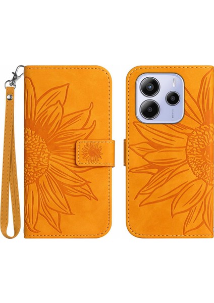 Xiaomi Redmi Note 14 Bilek Kayışlı Deri Cüzdan Telefon Kılıfı (Yurt Dışından)