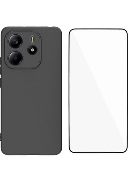 Xiaomi Redmi Note 14 Temperli Camlı Tpu Kılıf Mat Arka Kapak (Yurt Dışından)