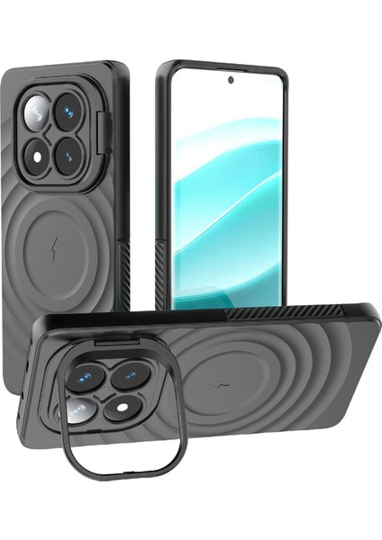 Xiaomi Redmi Note 14 Pro 5g Pc Kickstand Dalgalanma Doku Tpu Telefon Kapağı Magsafe ile Uyumlu (Yurt Dışından)