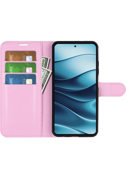 Xiaomi Redmi Note 14 Litchi Doku Darbeye Dayanıklı Deri Cüzdan Telefon Kapağı (Yurt Dışından)