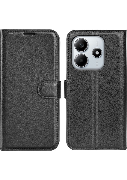 Xiaomi Redmi Note 14 Litchi Doku Darbeye Dayanıklı Deri Cüzdan Telefon Kapağı (Yurt Dışından)