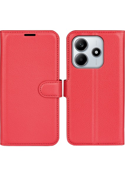 Xiaomi Redmi Note 14 Litchi Doku Darbeye Dayanıklı Deri Cüzdan Telefon Kapağı (Yurt Dışından)