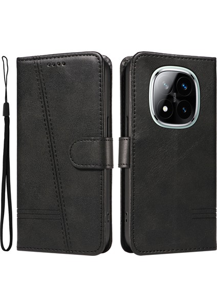 Xiaomi Redmi Note 14 Pro Plus 5g / Note 14 Pro 5g Flip Cüzdan T Şeklinde Çizgiler Deri Telefon Kapağı (Yurt Dışından)