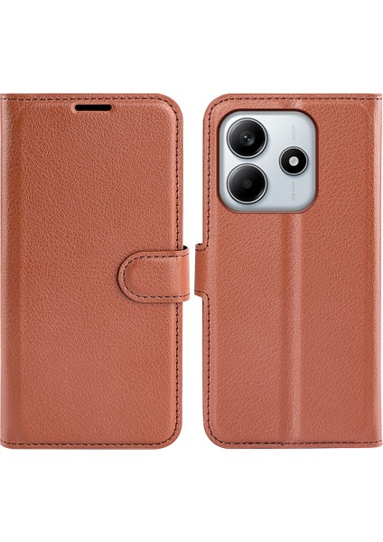 Xiaomi Redmi Note 14 Litchi Doku Darbeye Dayanıklı Deri Cüzdan Telefon Kapağı (Yurt Dışından)