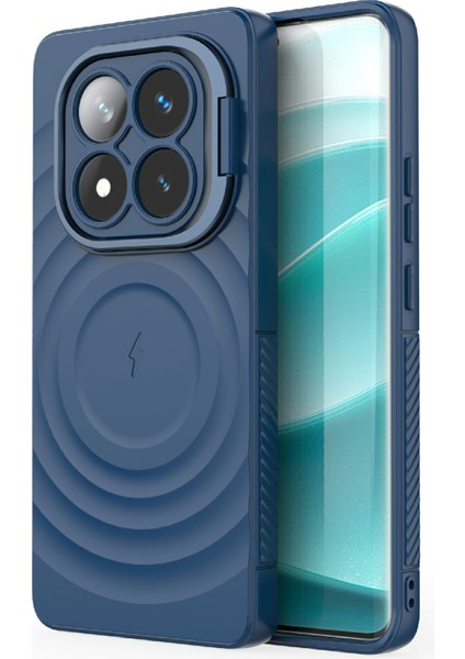 Xiaomi Redmi Note 14 Pro 5g Pc Kickstand Dalgalanma Doku Tpu Telefon Kapağı Magsafe ile Uyumlu (Yurt Dışından)