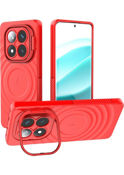 Xiaomi Redmi Note 14 Pro 5g Pc Kickstand Dalgalanma Doku Tpu Telefon Kapağı Magsafe ile Uyumlu (Yurt Dışından)