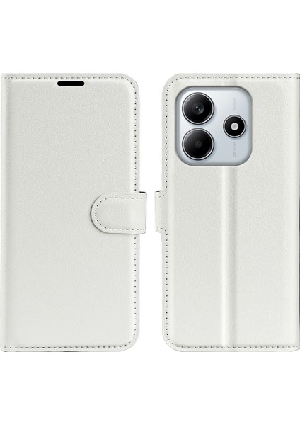 Xiaomi Redmi Note 14 Litchi Doku Darbeye Dayanıklı Deri Cüzdan Telefon Kapağı (Yurt Dışından)