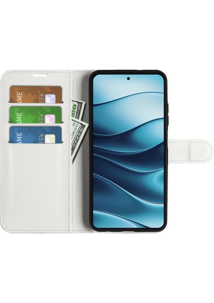 Xiaomi Redmi Note 14 Litchi Doku Darbeye Dayanıklı Deri Cüzdan Telefon Kapağı (Yurt Dışından)