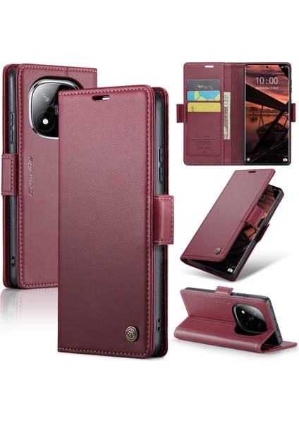 Xiaomi Redmi Note 14 Pro Plus 5g / 14 Pro 5g Rfıd Engelleme Deri Cüzdan Halkalı Telefon Kılıfı Kapağı (Yurt Dışından)