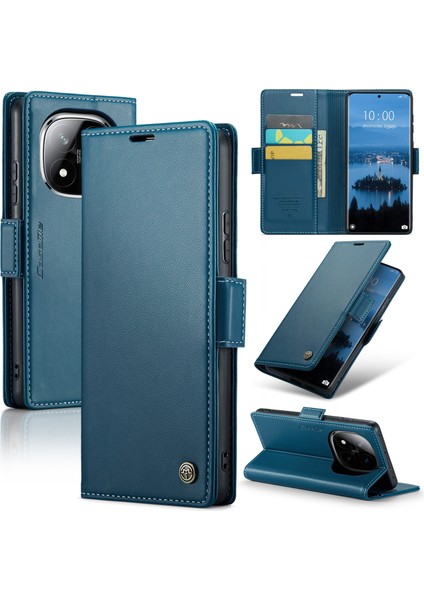 Xiaomi Redmi Note 14 Pro Plus 5g / 14 Pro 5g Rfıd Engelleme Deri Cüzdan Halkalı Telefon Kılıfı Kapağı (Yurt Dışından)