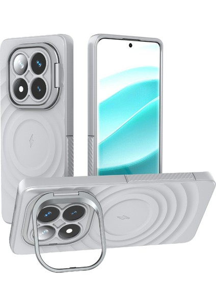 Xiaomi Redmi Note 14 Pro 5g Pc Kickstand Dalgalanma Doku Tpu Telefon Kapağı Magsafe ile Uyumlu (Yurt Dışından)