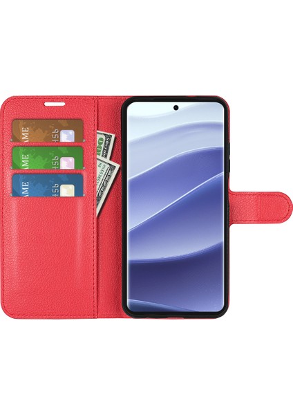 Xiaomi Redmi Note 14 Pro 5g Litchi Doku Darbeye Dayanıklı Deri Cüzdan Telefon Kapağı (Yurt Dışından)