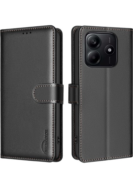 Xiaomi Redmi Note 14 Deri Cüzdan Rfıd Engelleme Telefon Kapağı (Yurt Dışından)