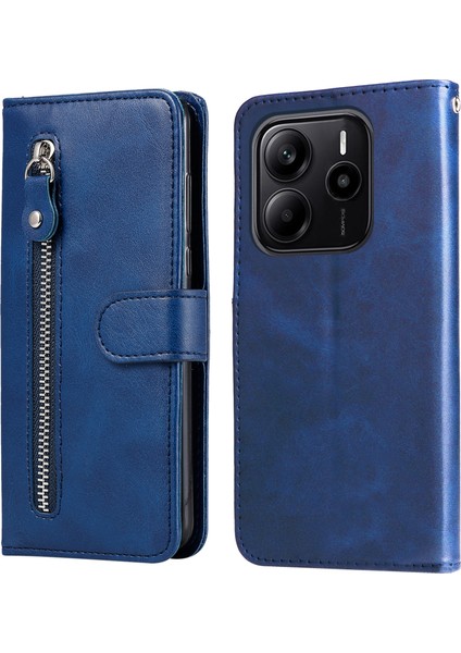 Xiaomi Redmi Note 14 Fermuarlı Cüzdan Buzağı Dokusu Pu Deri Telefon Kapağı (Yurt Dışından)