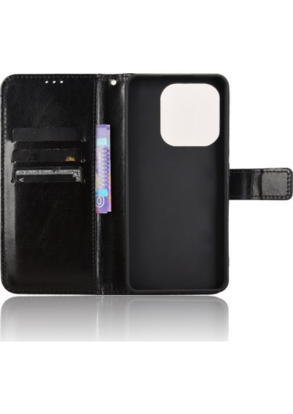 Xiaomi Redmi Note 14 Crazy Horse Doku Pu Deri Telefon Cüzdan Kapağı (Yurt Dışından)