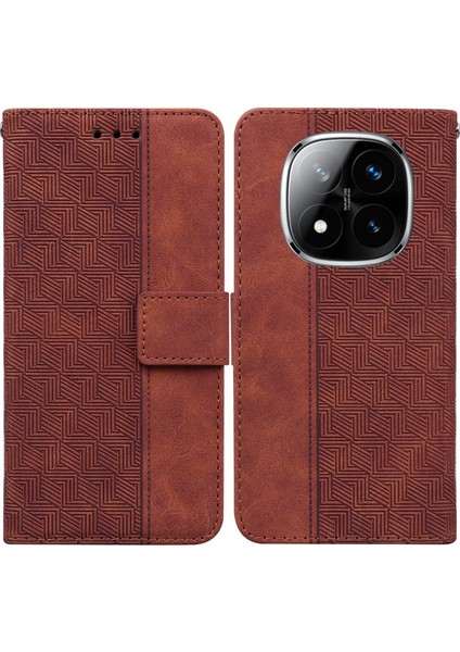 Xiaomi Redmi Note 14 Pro 5g Geometri Desenli Deri Cüzdan Telefon Kılıfı (Yurt Dışından)