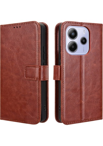 Xiaomi Redmi Note 14 Crazy Horse Doku Pu Deri Telefon Cüzdan Kapağı (Yurt Dışından)