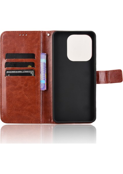 Xiaomi Redmi Note 14 Crazy Horse Doku Pu Deri Telefon Cüzdan Kapağı (Yurt Dışından)