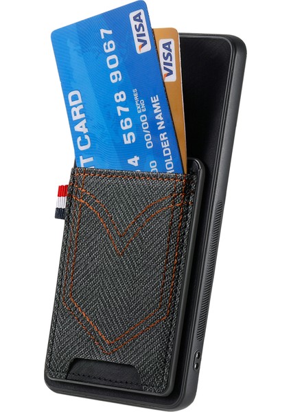 Xiaomi Redmi Note 14 Pro Plus 5g Telefon Kılıfı Retro Jean Kumaş Doku Deri Arka Kapak Kart Sahibinin (Yurt Dışından)