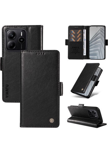Xiaomi Redmi Note 14 Litchi Doku Pu Deri Cüzdan Telefon Kapağı (Yurt Dışından)