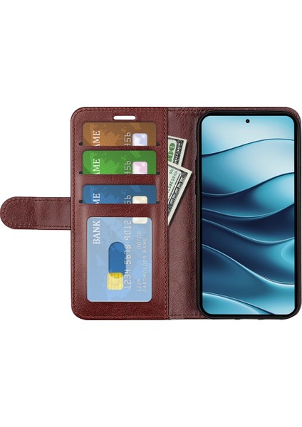 Xiaomi Redmi Note 14 Cüzdan Crazy Horse Doku Standı Deri Telefon Kapağı (Yurt Dışından)