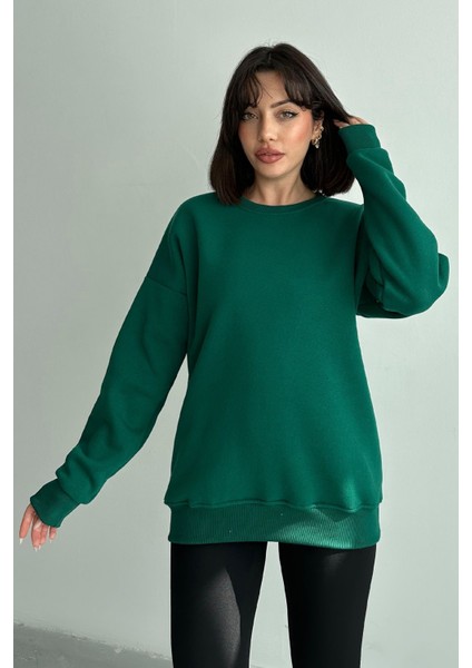 Kadın Bisiklet Yaka Oversize Sweatshirt modelleri