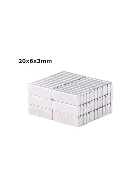 20MM x 6mm x 3mm Köşeli Süper Güçlü Neodyum Mıknatıs 2 Adet