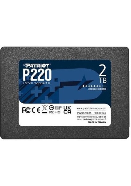 Patrıot 2tb P220 P220S2TB25 550-500MB/S Sata-3 SSD Disk
